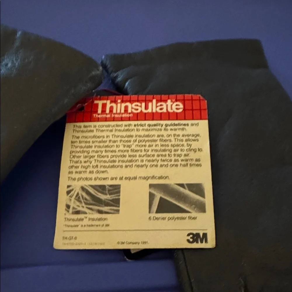 3M Thinsulate Black Faux Leather Gloves Size 6.5 - NWT